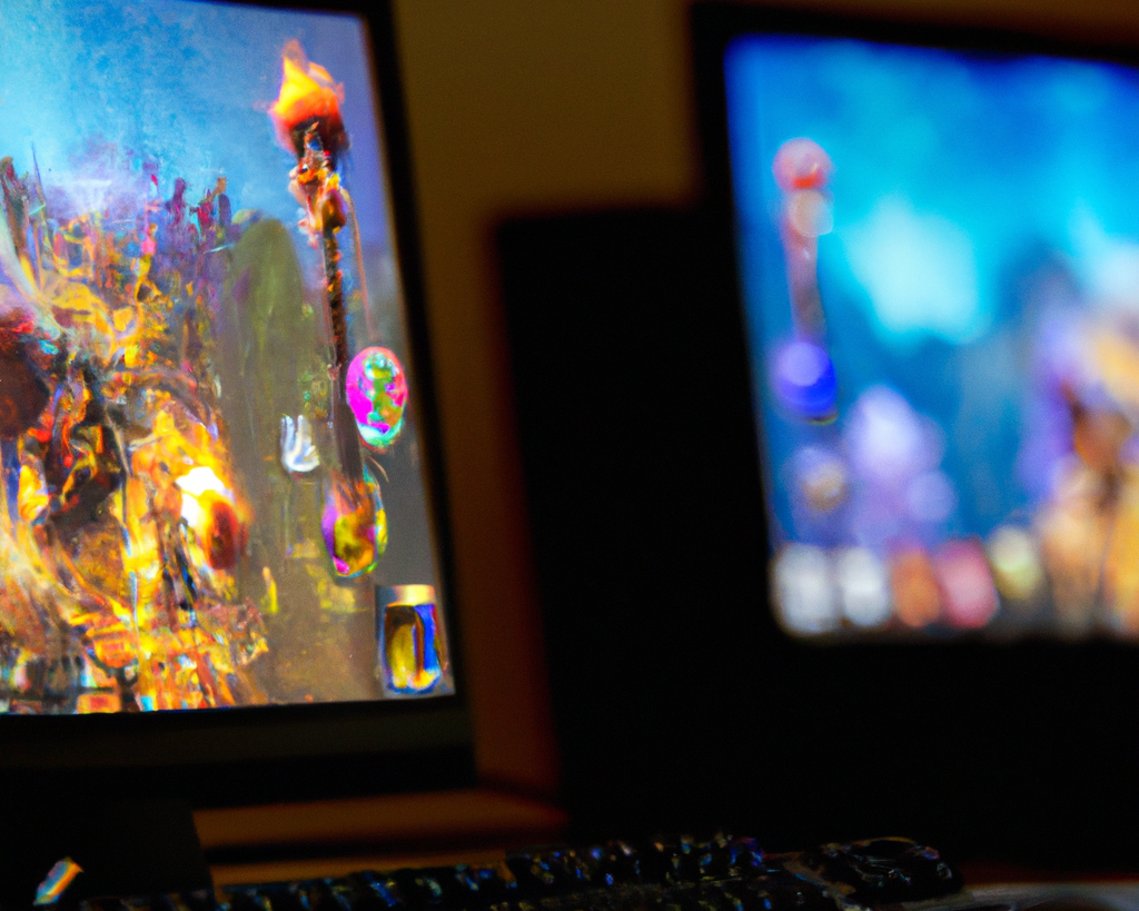 Online games are on the pc screen